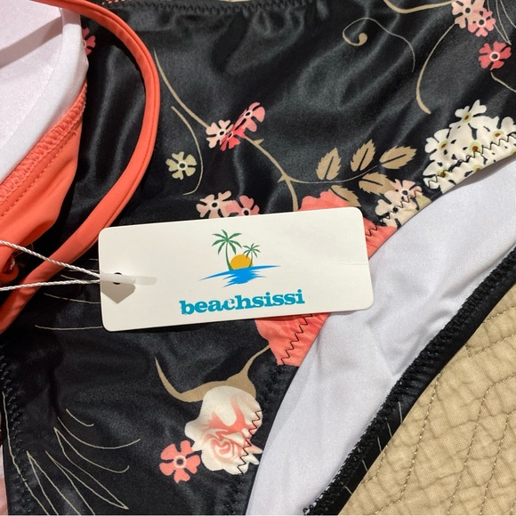 Beachsissi Coral and Floral Bottom Women's Swim Set Tankini - Picture 5 of 10